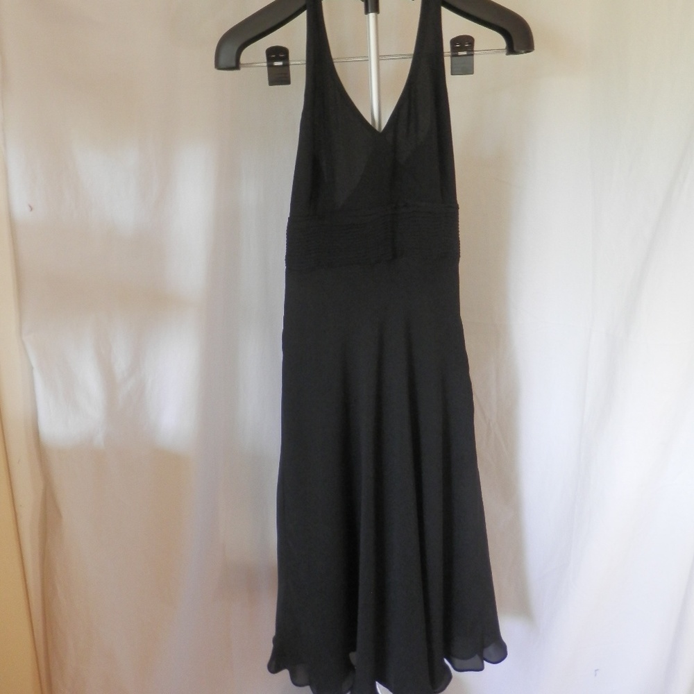 Ann Taylor Black Silk Halter Dress
